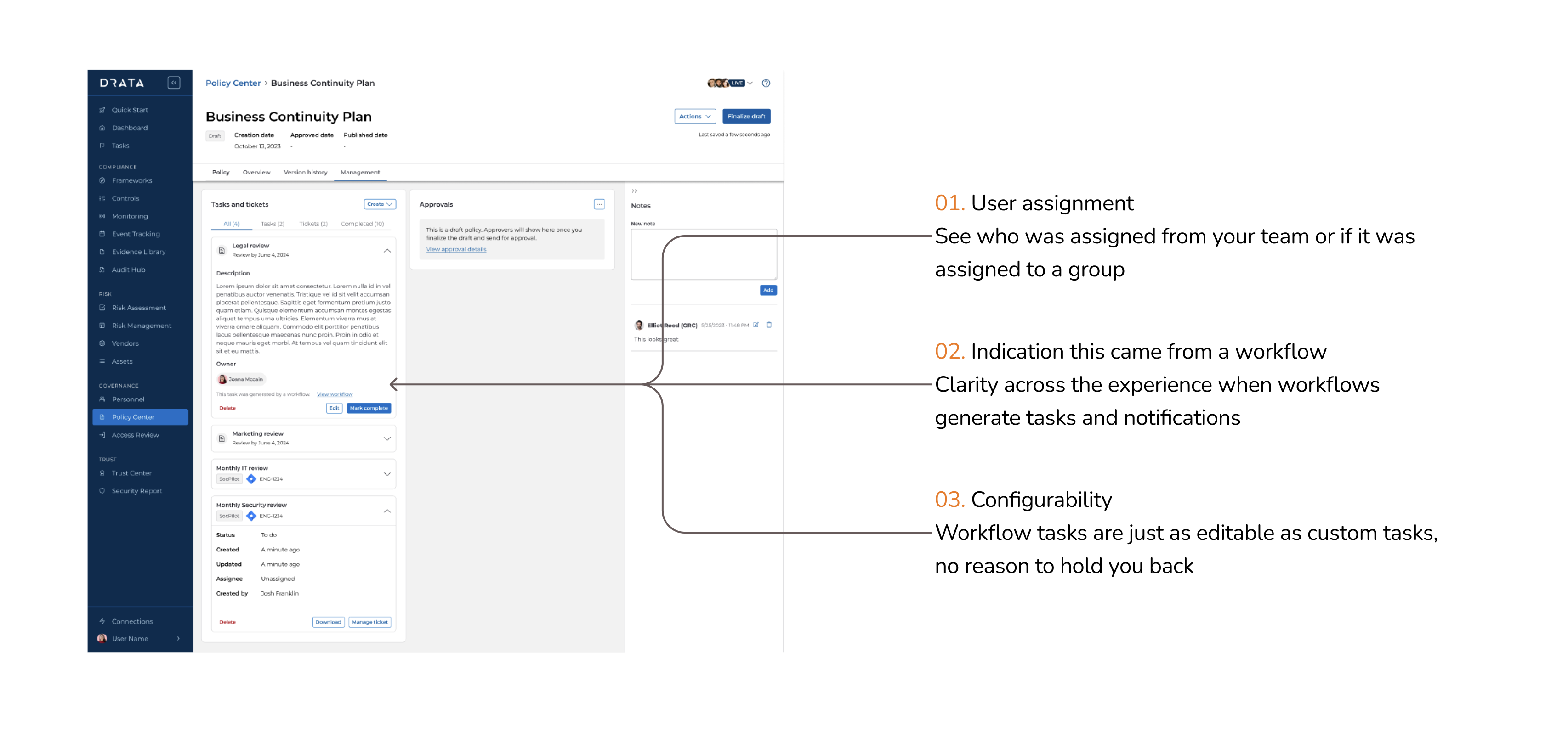 In-context workflow status